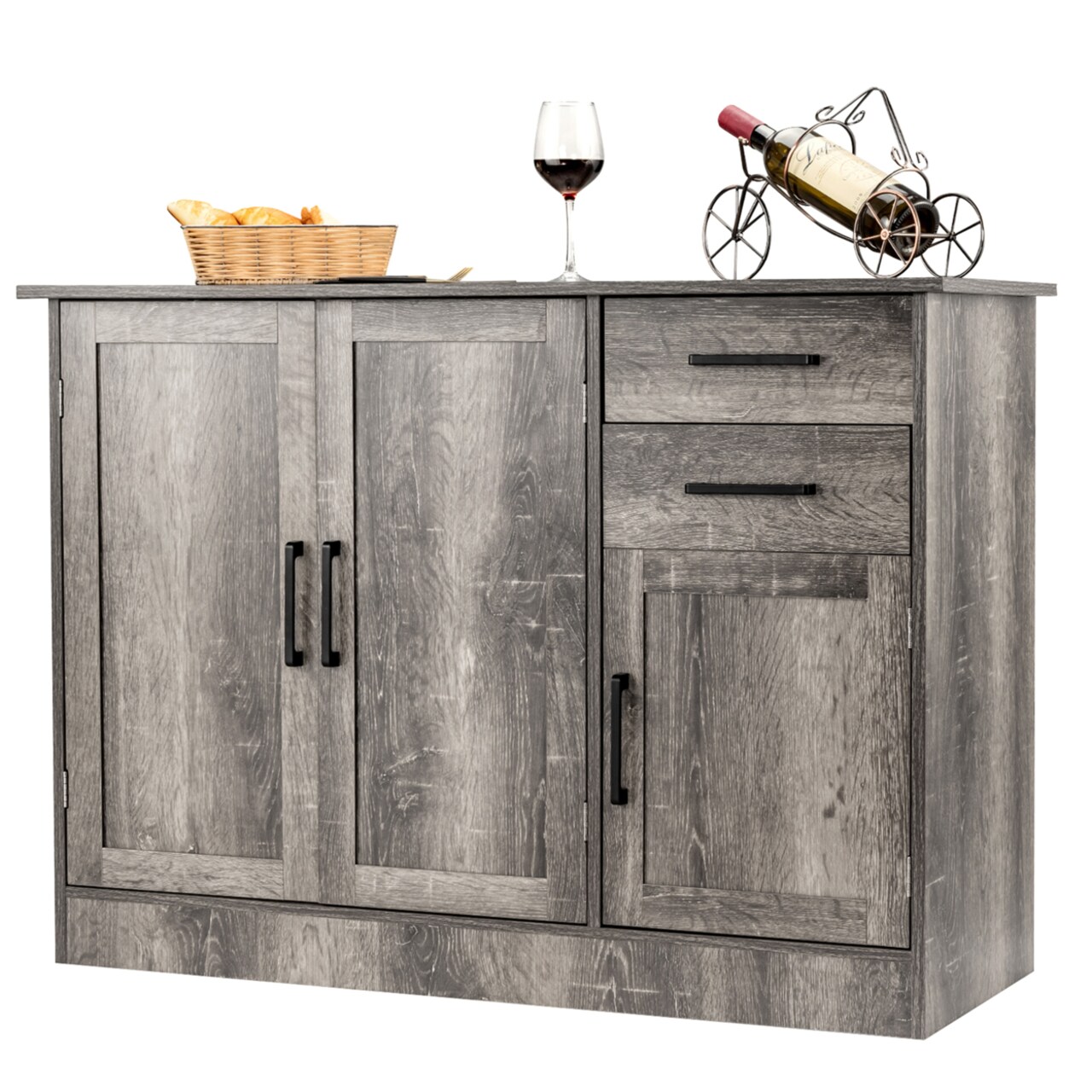 Buffet Storage Cabinet Console Table Kitchen Sideboard Drawer Grey